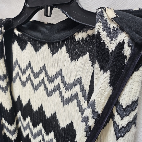 Vintage 60's Or 70's Chevron Black Cream Knit Sleeveless Maxi Dress Size S ?? - Picture 6 of 7